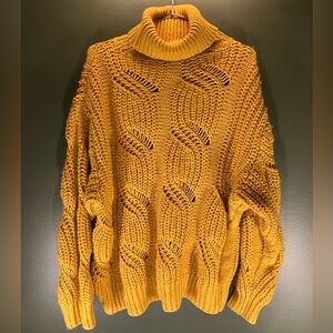 H&M Mustard Cable Turtleneck Sweater
